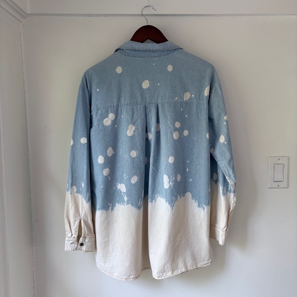 Entro Bleached Splatter 100% Cotton Oversized Denim Button Down Shirt Small - Picture 2 of 7